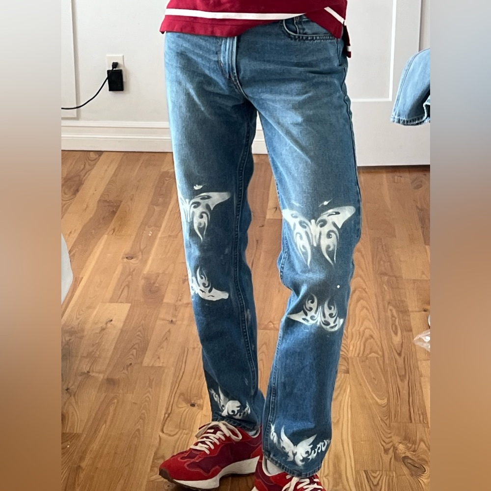 Hand-Painted Old Navy Butterfly Jeans